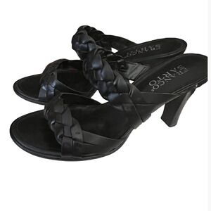 Franco Sarto Black Braided Leather Women's Heels Made in Brazil size 6M!